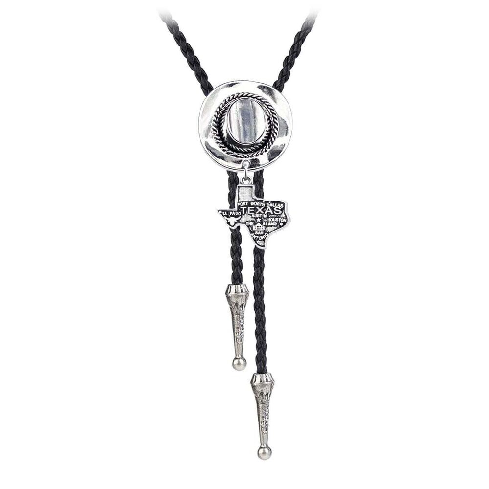 9475 BRBAM Western Cowboy Hat Bolo Tie Vintage Style Antique Silver United